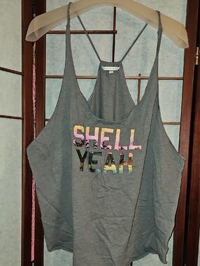 Victoria's Secret Gray Graphic 'SHELL YEAH' Tank Top